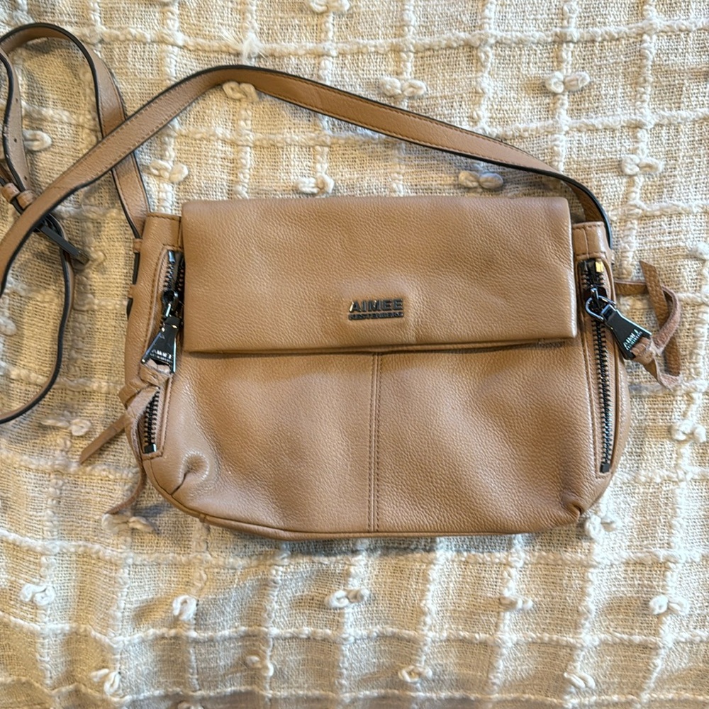 Aimee Kestenberg Women’s Leather Hobo Crossbody Bag Satchel Tan Beige